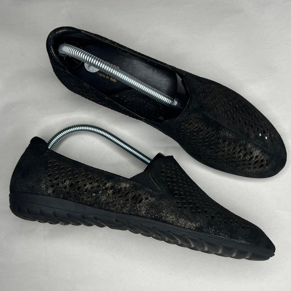 Sesto Meucci Shoes - Sesto Meucci Womens Metalic Leather Cutout Loafers Flats Size 10